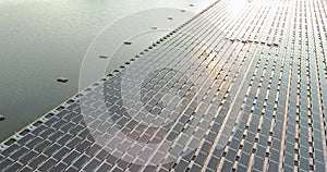 Solar panels floating in water with in the perfect green energy for a clean environment