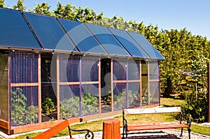 Solar panels on hothouse