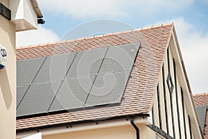 Solar panels on a house roof