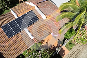 Solar panels on house roof top