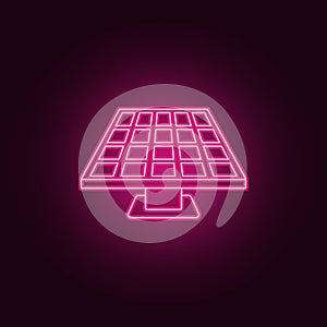 solar panels icon. Elements of Ecology in neon style icons. Simple icon for websites, web design, mobile app, info graphics