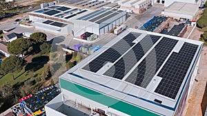 Solar panels installed on building rooftops for the generation of renewable and sustainable electricity