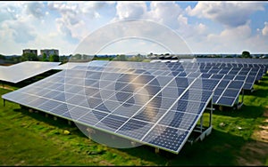 Solar panels installed on a house roof, harnessing renewable energy from sunlight to power households