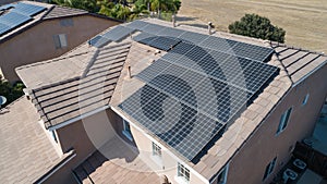 Solar Panels Installed on Roof of Large House