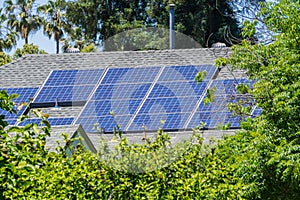 Solar panels installed on the rooftop of a house