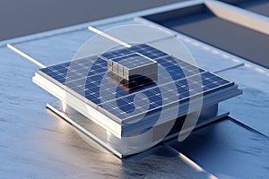 Solar panels on a metal surface. Photovoltaic cells. 3d render