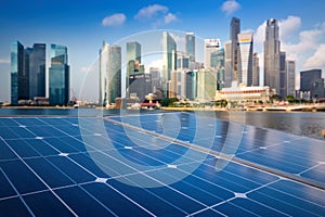 Solar Panels In The Modern City.
