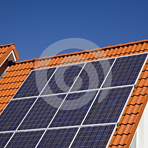 Solar panels on modern roof