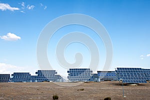 Solar panels in National Park Monfrague, Spain photo