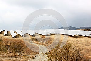 Solar panels near Nijar in Andalusia, Spain photo