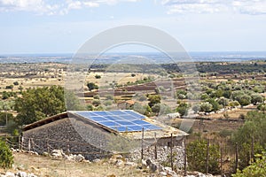 Solar panels on old farmhouse