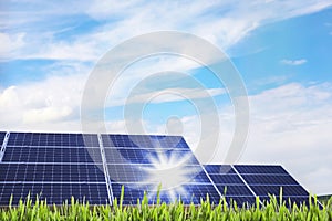 Solar panels outdoors. Alternative energy source