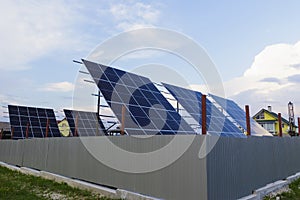 Solar panels or photovoltaic converters in a residential complex.