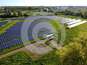 Solar panels in photovoltaic power plant in Gdansk, Poland