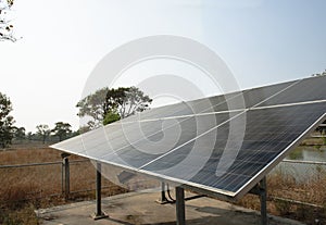 Solar panels produce electric which can run submerge water pump for irrigation of water in agricultural field