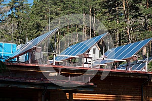 Solar panels on a red roof