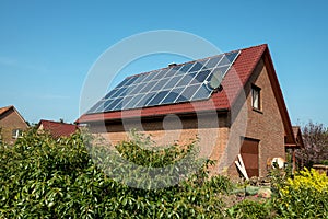 Solar panels on a red roof