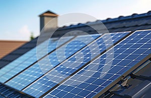 Solar panels on the roof of a house. Environmental technology concept