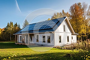 Solar panels on roof of the house renewable energy photo