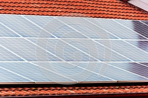 Solar panels on the roof of residential building. Renewable solar energy