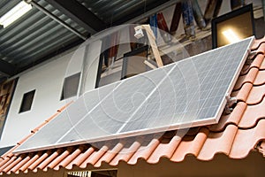 Solar panels on a roof photo