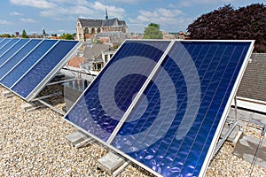 Solar panels on the roof in the South-Holland city of Leiden in the Netherlands.