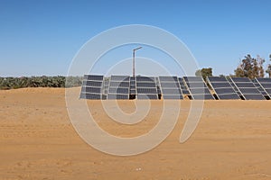 Solar Panels set in the meddle of the desert in Baharyia in Egypt