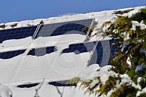 Solar panels with snow