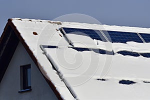 Solar panels with snow