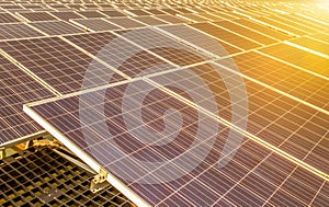 Solar panels or solar cells or photovoltaics in solar power station