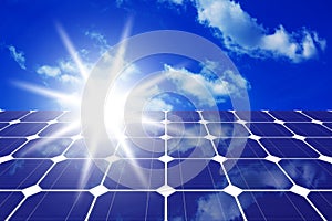 Solar panels with sun