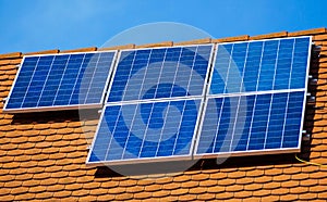 Solar panels on the top of a building