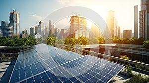 Solar panels in the urban context are a sign of the future where stability and technology are conne