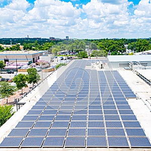 Solar Panels On Urban Rooftop