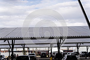 solar panels used to cover parking lot to generate power