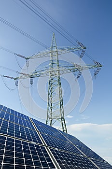 Solar panels and utility pole