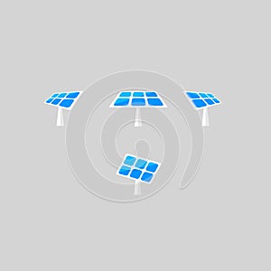 Solar Panels Vector Icons. Solar Battery in Different Angles. Vector Design Elements Set for You Design