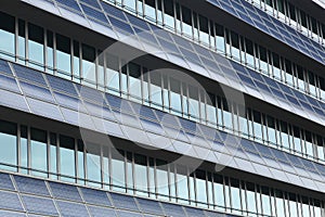 Solar panels on a wall of a building