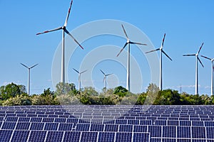 Solar panels and wind energy plants