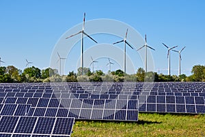 Solar panels and  wind power plants