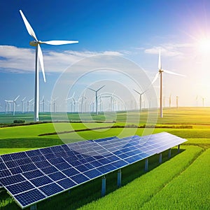 Solar panels and wind power Wind Turbines And Solar Panels At Renewable Energy digital