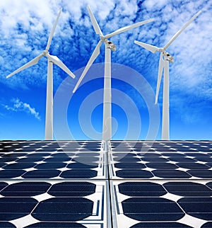 Solar panels and Wind Turbines