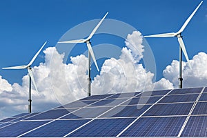 Solar panels and wind turbines alternative energy