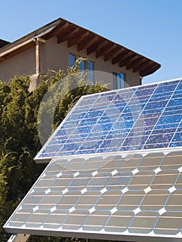 Solar panles in front of a private home