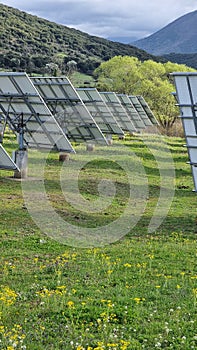 solar panles park on mountais flexible electricity power photo