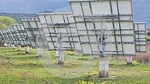 solar panles park on mountais flexible electricity power photo