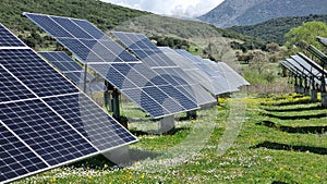 solar panles park on mountais flexible electricity power photo