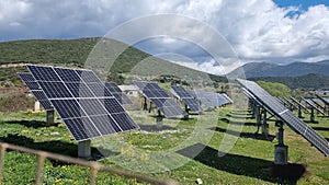 solar panles park on mountais flexible electricity power photo