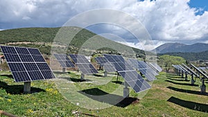 solar panles park on mountais flexible electricity power photo