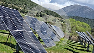 solar panles park on mountais flexible electricity power photo